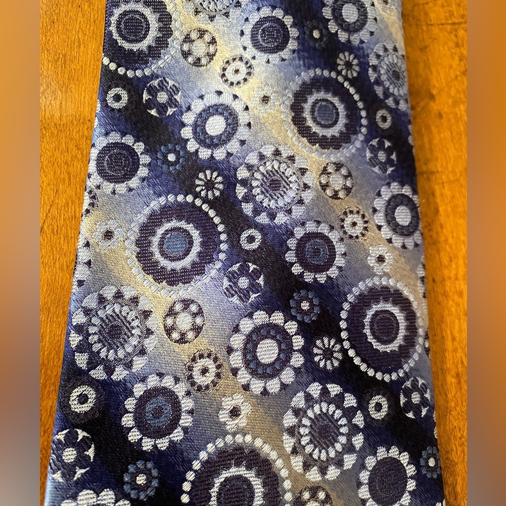 Belisi Mens Blue 100% Silk Handmade Geometric Necktie Tie 59”